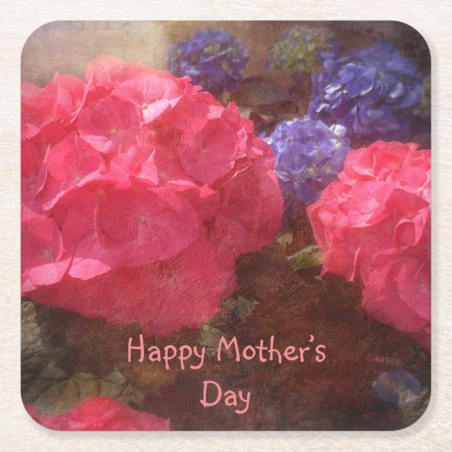 Happy Mother Day Hydrangeas Rechteckiger Pappuntersetzer (Vorderseite)