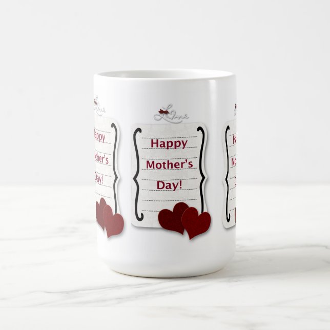 Happy Mother Day Liebe Notes and Hearts Tasse (Mittel)