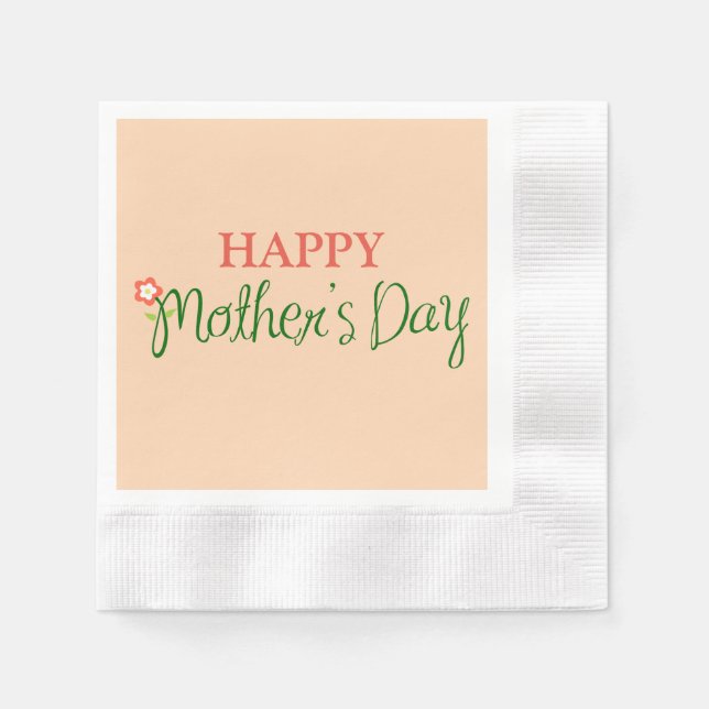 Happy Mother Day Light Apricot Paper Napkin Serviette (Vorderseite)