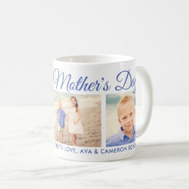 Happy Mother Day Mama Blue Script Foto Collage Tasse