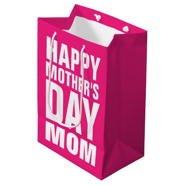 Happy Mother Day Mama Brauch pink Mittlere Geschenktüte (Vorderseite Schrägansicht)