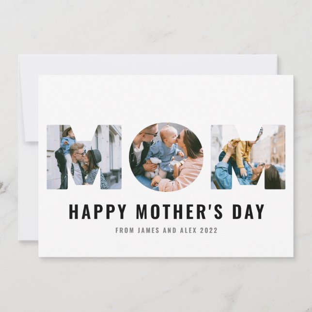 Happy Mother Day MAMA Cutout Simple 3 Foto Card Save The Date (Vorderseite)