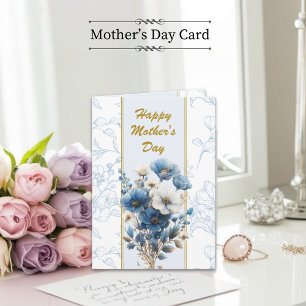 Happy Mother Day Modern Blue Floral Bible Verse Karte