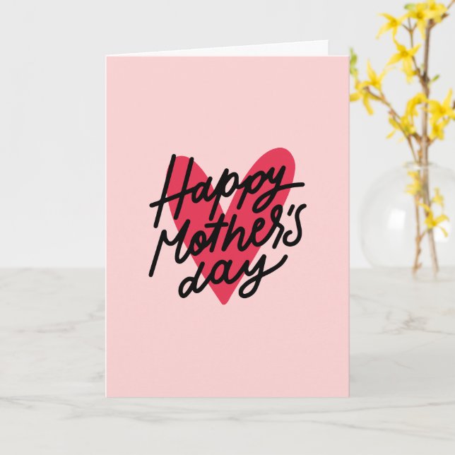 Happy Mother Day Modern Handlettering Heart Karte (Gelbe Blume)