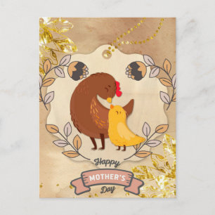 Happy Mother Day Niedlich Fun Chicken and Chick Postkarte