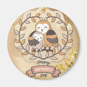 Happy Mother Day Niedlich Fun Owl Bird Magnet