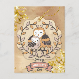 Happy Mother Day Niedlich Fun Owl Bird Postkarte