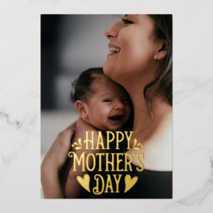 Happy Mother Day Niedliches modernes, maßgeschneid Folien Feiertagskarte
