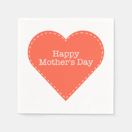 Happy Mother Day Orange Heart Paper Napkin Serviette
