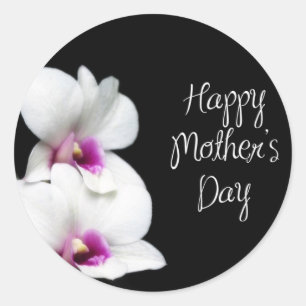 Happy Mother Day Orchids Runder Aufkleber