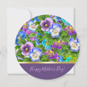 Happy Mother Day Pansy Violet Blume Wasserfarbe Feiertagskarte