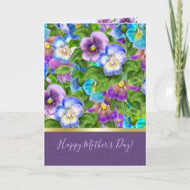 Happy Mother Day Pansy Violet Blume Wasserfarbe Feiertagskarte