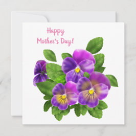Happy Mother Day Pansy Violet Blume Wasserfarbe Feiertagskarte