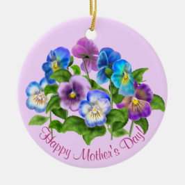 Happy Mother Day Pansy Violet Blume Wasserfarbe Keramik Ornament
