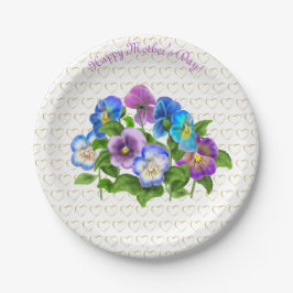 Happy Mother Day Pansy Violet Blume Wasserfarbe Pappteller