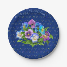 Happy Mother Day Pansy Violet Blume Wasserfarbe Pappteller