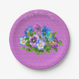 Happy Mother Day Pansy Violet Blume Wasserfarbe Pappteller