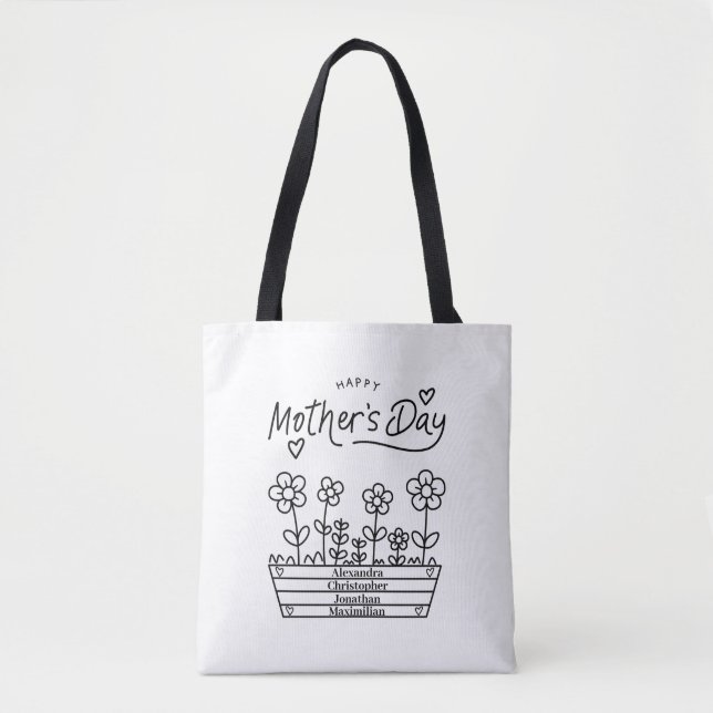 Happy Mother Day Personalize Names Modern Black (Vorderseite)