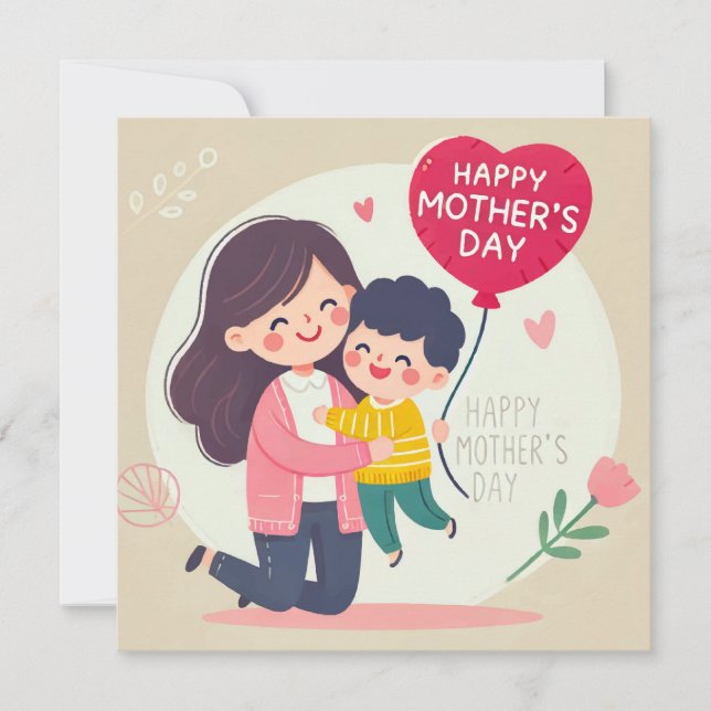 Happy Mother Day Print Design Einladung (Vorderseite)