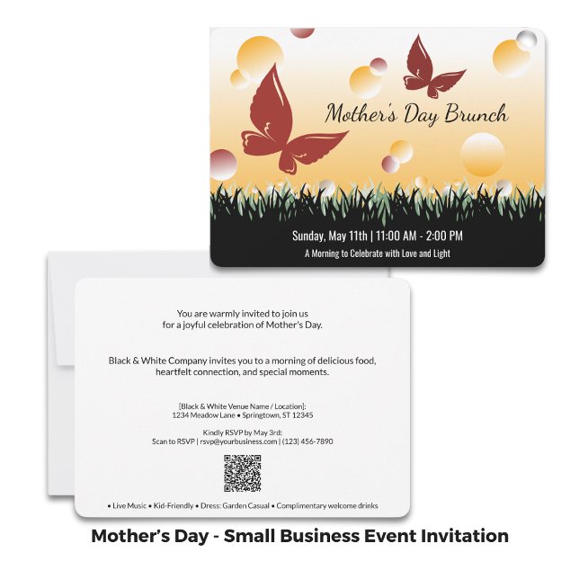 Happy Mother Day Red Butterflies Business Event Einladung (Happy Mother's Day Red Butterflies Business Event Invitation)