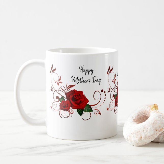 Happy Mother Day Rote Rose Tasse (Mit Donut)