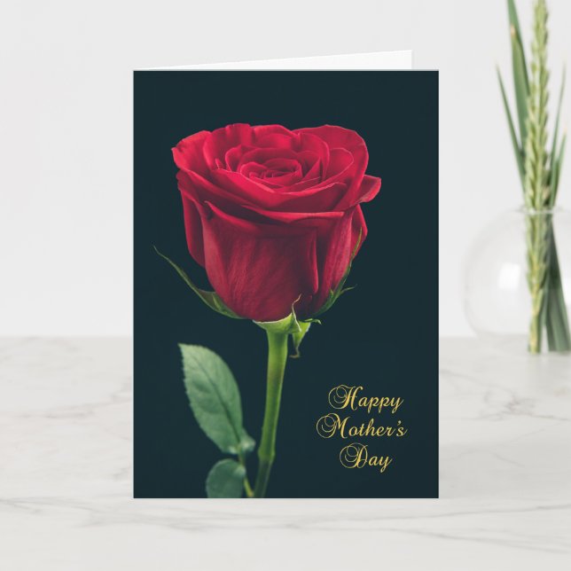 Happy Mother Day Single Rote Rose Karte (Vorderseite)
