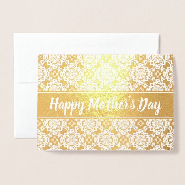 Happy Mother Day Text Template Elegant Gold Folienkarte (Vorderseite mit Umschlag)