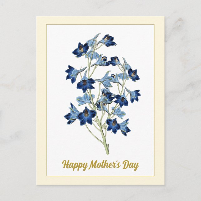 Happy Mother Day Vintag Blue Bells Blume Postkarte (Vorderseite)