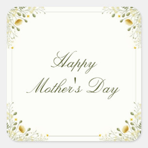 Happy Mother Day Vintag Wildblume Garden Party Quadratischer Aufkleber