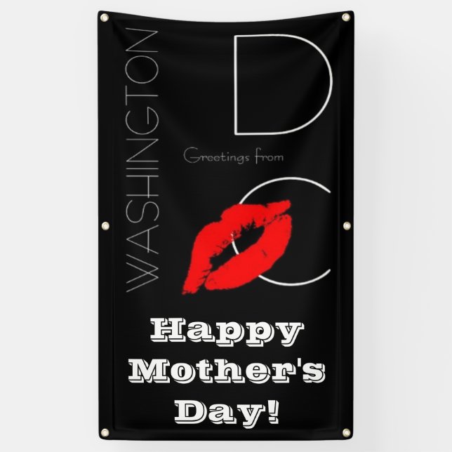 Happy Mother Day Washington DC Red Lipstick Kiss Banner (Vertikal)