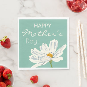 Happy Mother Day White Artistic Blume Serviette