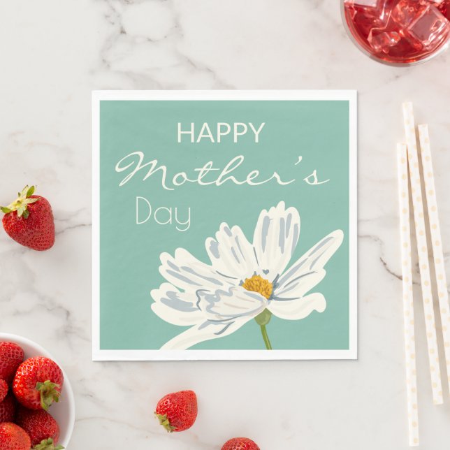 Happy Mother Day White Artistic Blume Serviette (Beispiel)