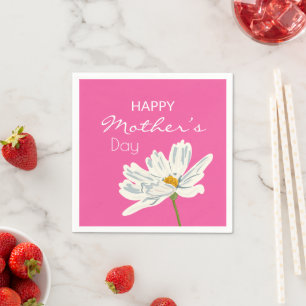 Happy Mother Day White Artistic Blume Serviette