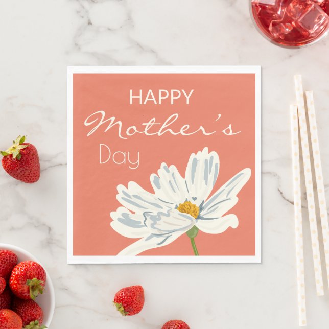 Happy Mother Day White Artistic Blume Serviette (Beispiel)