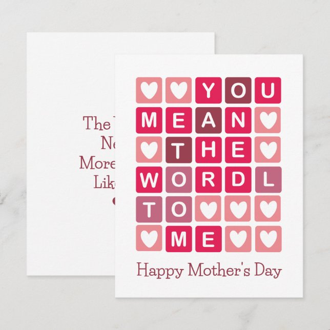 Happy Mother Day Wordle Card Einladung (Vorne/Hinten)