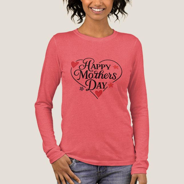 Happy Mother’s Day Heart Floral Long Sleeve Shirt (Vorderseite)
