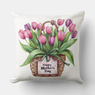„Happy Mother’s Day“ Tulpen-Blumenkorb – Mutter-Ge Kissen