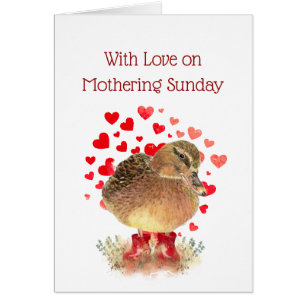 Happy Mothering Sunday Blank Niedlich Duck Red Boo