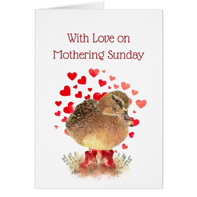 Happy Mothering Sunday Blank Niedlich Duck Red Boo (Vorne)