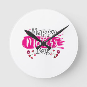 Happy Mother's Day 2025 Tshirt for Women Mama Gran Runde Wanduhr