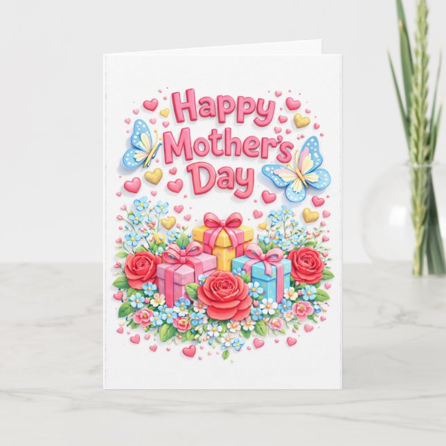 Happy Mother's Day 3D effect Greeting Card Karte (Vorderseite)