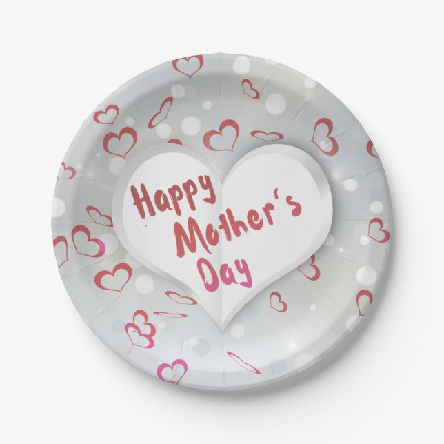 Happy Mother's Day 3D Paper Heart Pappteller (Vorderseite)
