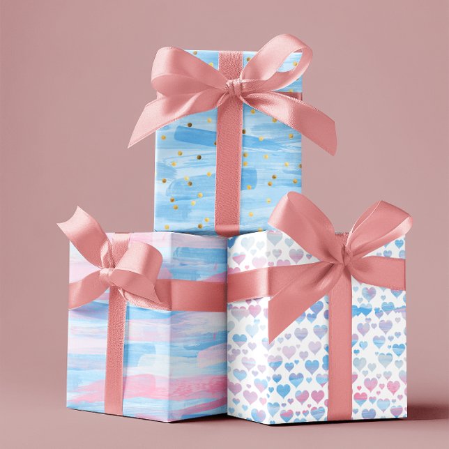 Happy Mother's day baby pink & blue Set von 3 Geschenkpapier Set (Happy Mother's day baby pink & blue set of 3 Wrapping Paper Sheets)