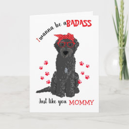 Happy Mother's Day Badass Black Labradoodle Hund Karte