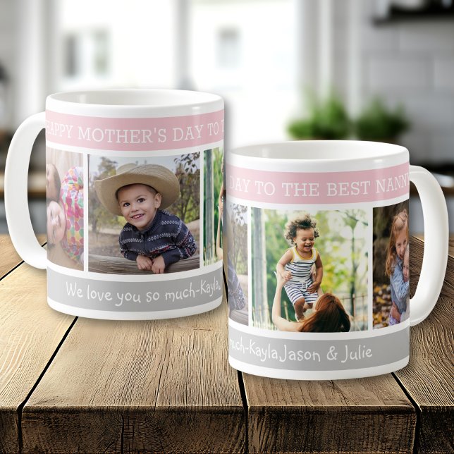 Happy Mother's Day Best Nanny 4 Photo Collage Kaffeetasse (Von Creator hochgeladen)