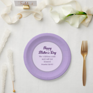 Happy Mother's Day Bible Verse Light Lila Einfach Pappteller