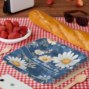 Happy Mother's Day Blue and White Daisies Pappteller