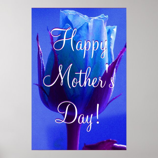 Happy Mother's Day Blue Rose Poster (Vorne)