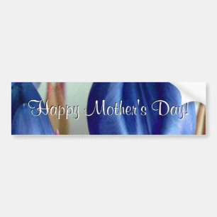 Happy Mother's Day Blue Tulips Autoaufkleber