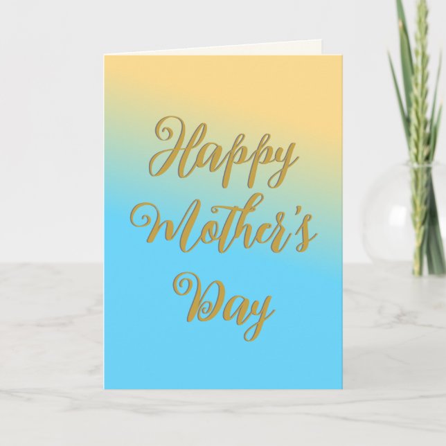 Happy Mother's Day Blue Yellow Ombre Chic Hübsch Karte (Vorderseite)